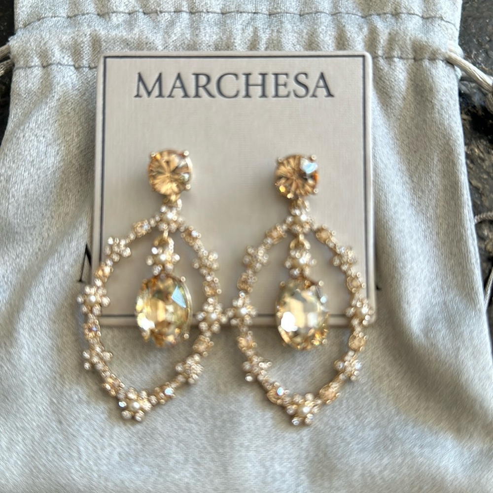 Gold and crystal drop earring